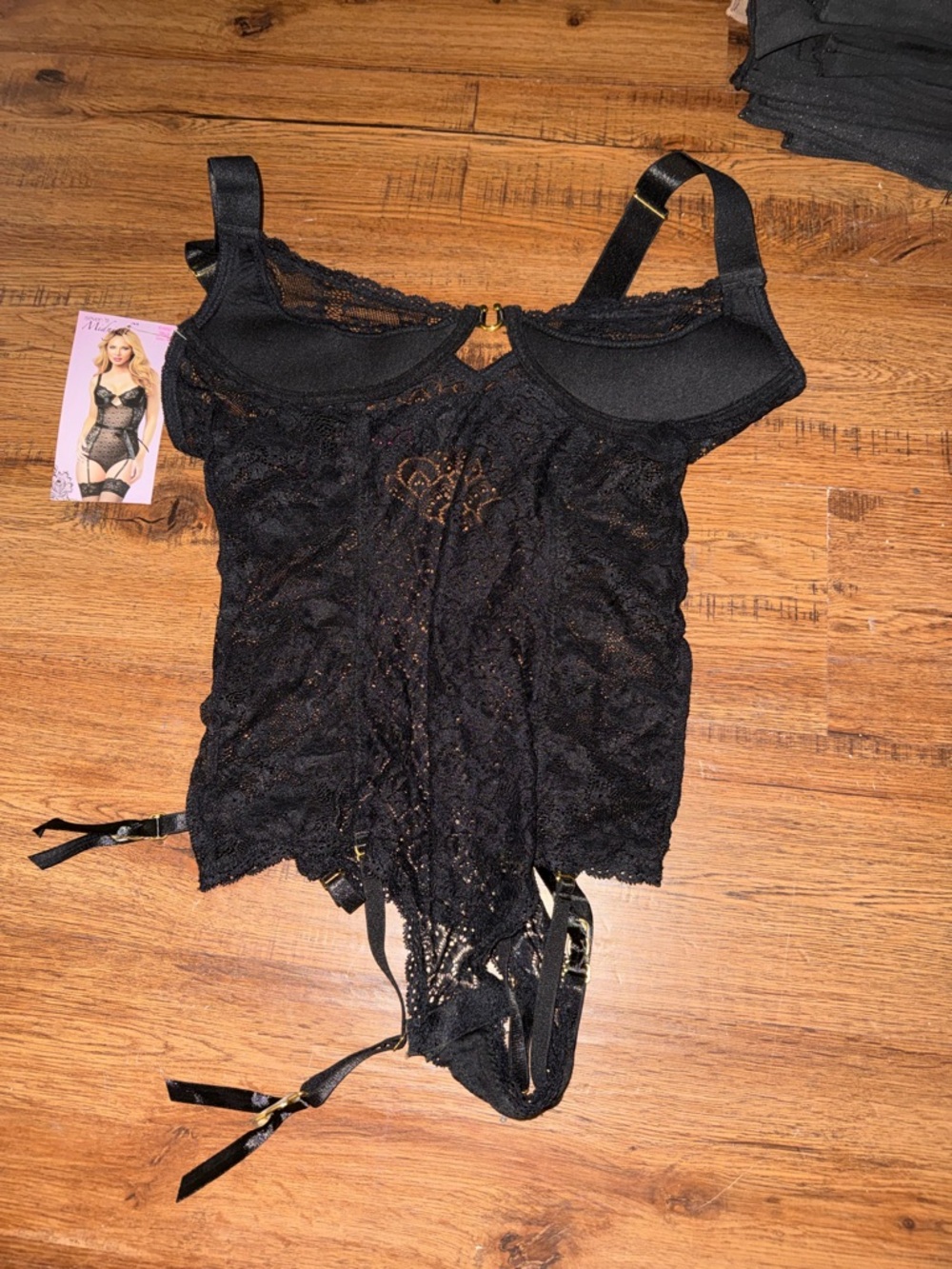 Black Lace Bustier with Garter Straps